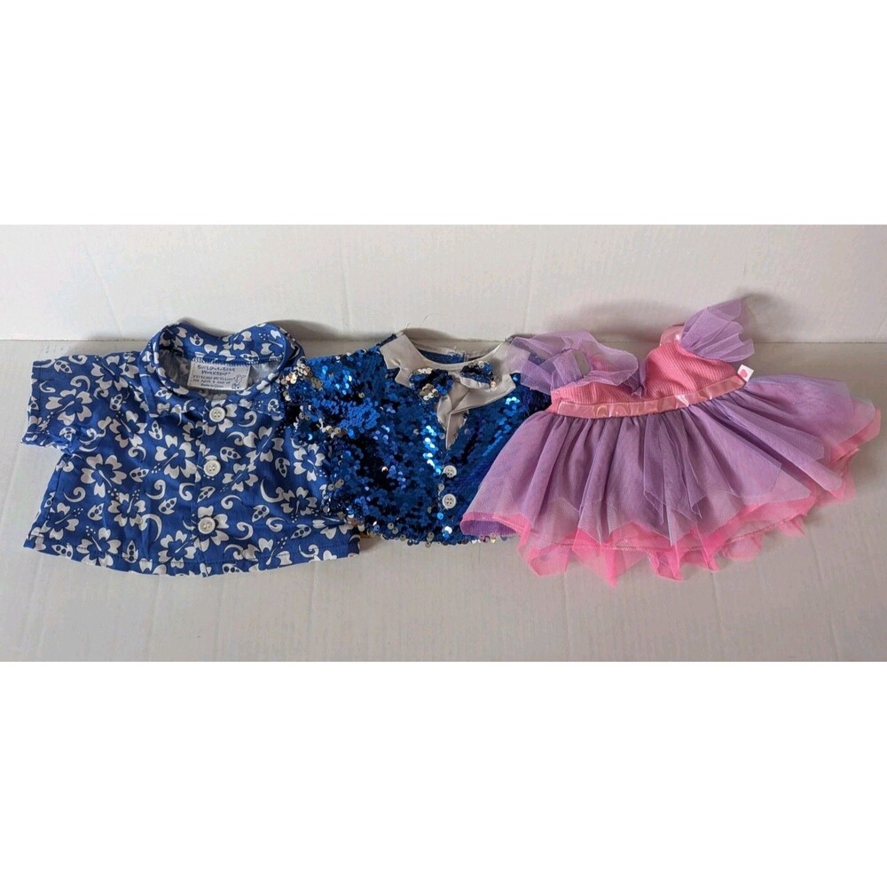 Build A Bear Workshop Clothes Lot 3 Hawaiian Shirt Sequin Jacket Tutu Skirt